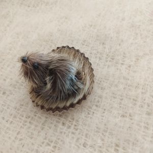 Vintage  fur Groundhog  brooch